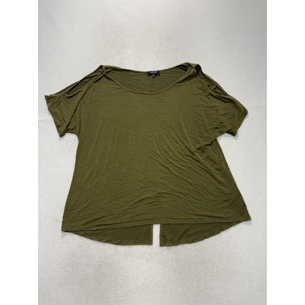 Spense Woman Shirt Womens 1X Plus Green Scoop Neck Short Sleeve Tunic Tee Casual